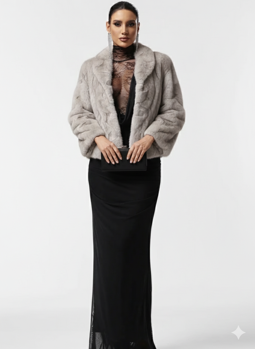 ZERMATT SILVER - Visone Argentato Full Skin - SU MISURA - Realizzato a mano - Certificato SAGA Furs