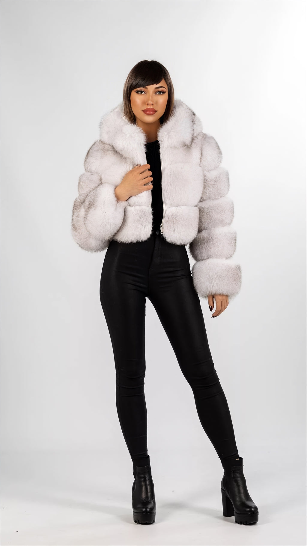 COURMAYEUR with HOODIE - Volpe Full Skin - SU MISURA - Realizzato a mano - Certificato SAGA Furs