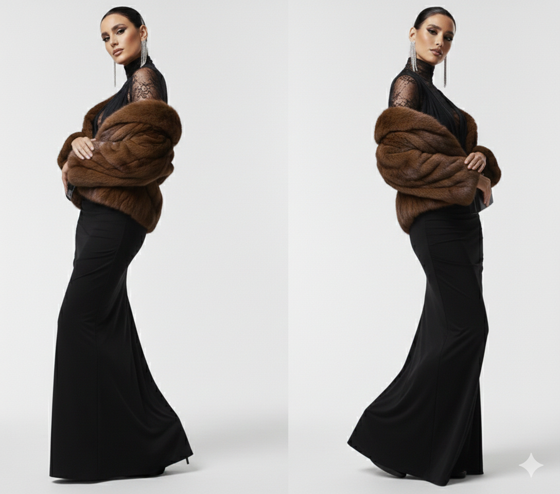 ZERMATT - Visone Full Skin - SU MISURA - Realizzato a mano - Certificato SAGA Furs