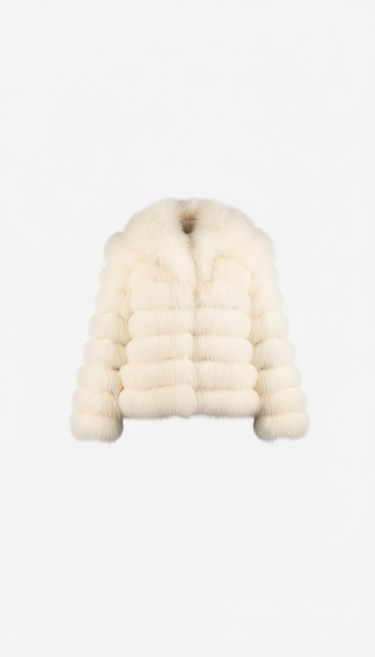 Pelliccia di volpe bianca con righe oriz