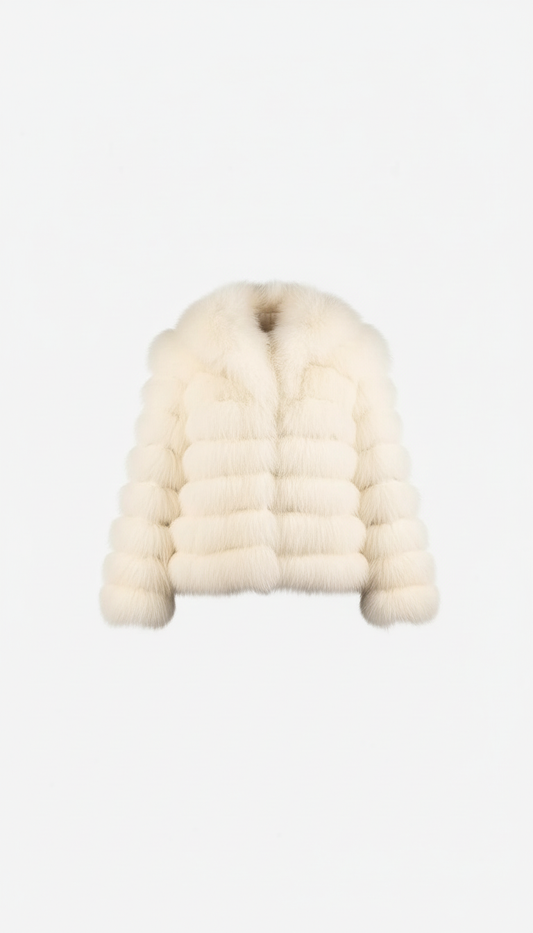 Pelliccia di volpe bianca con righe oriz