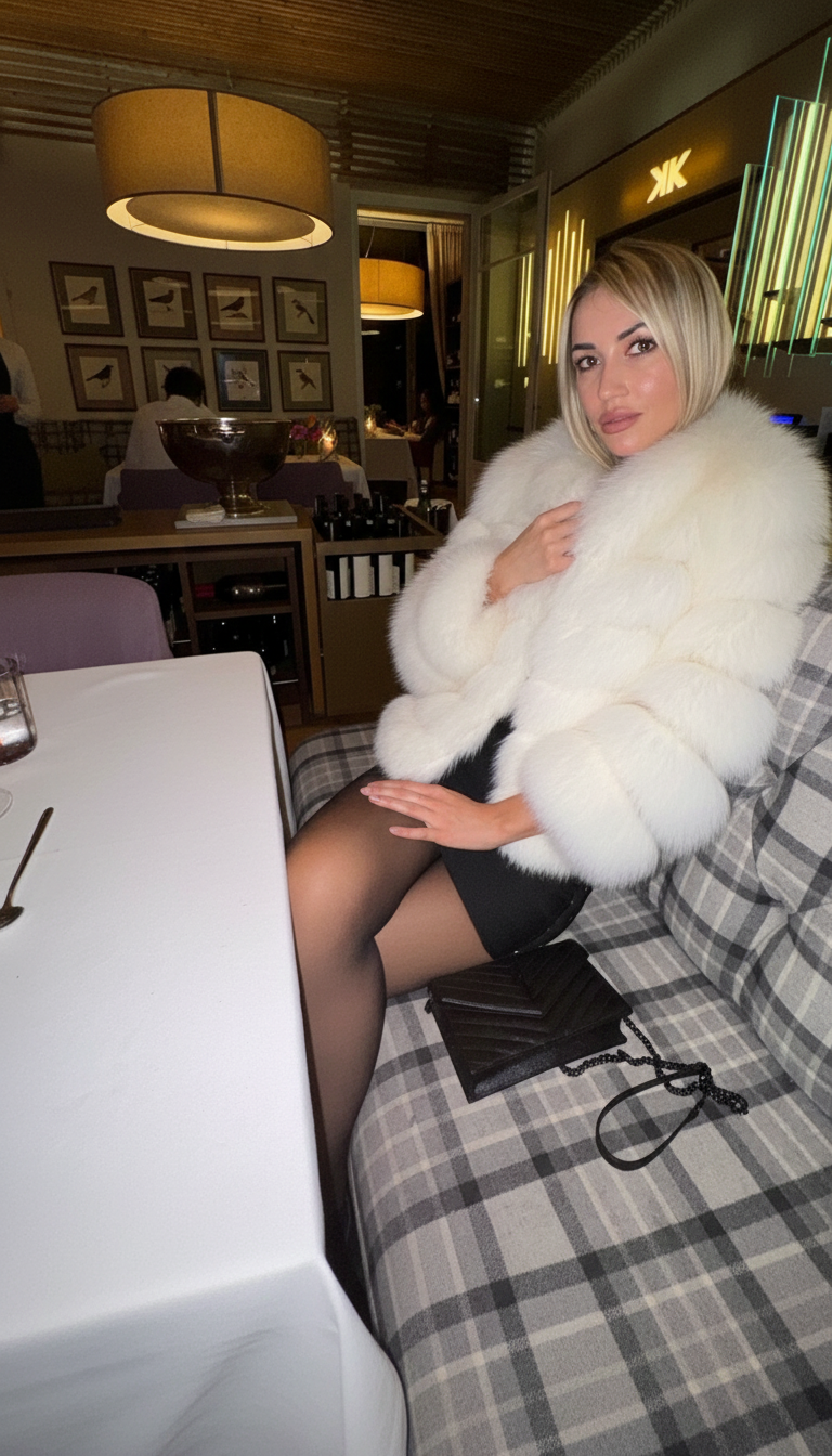 Pelliccia di volpe bianca con righe oriz